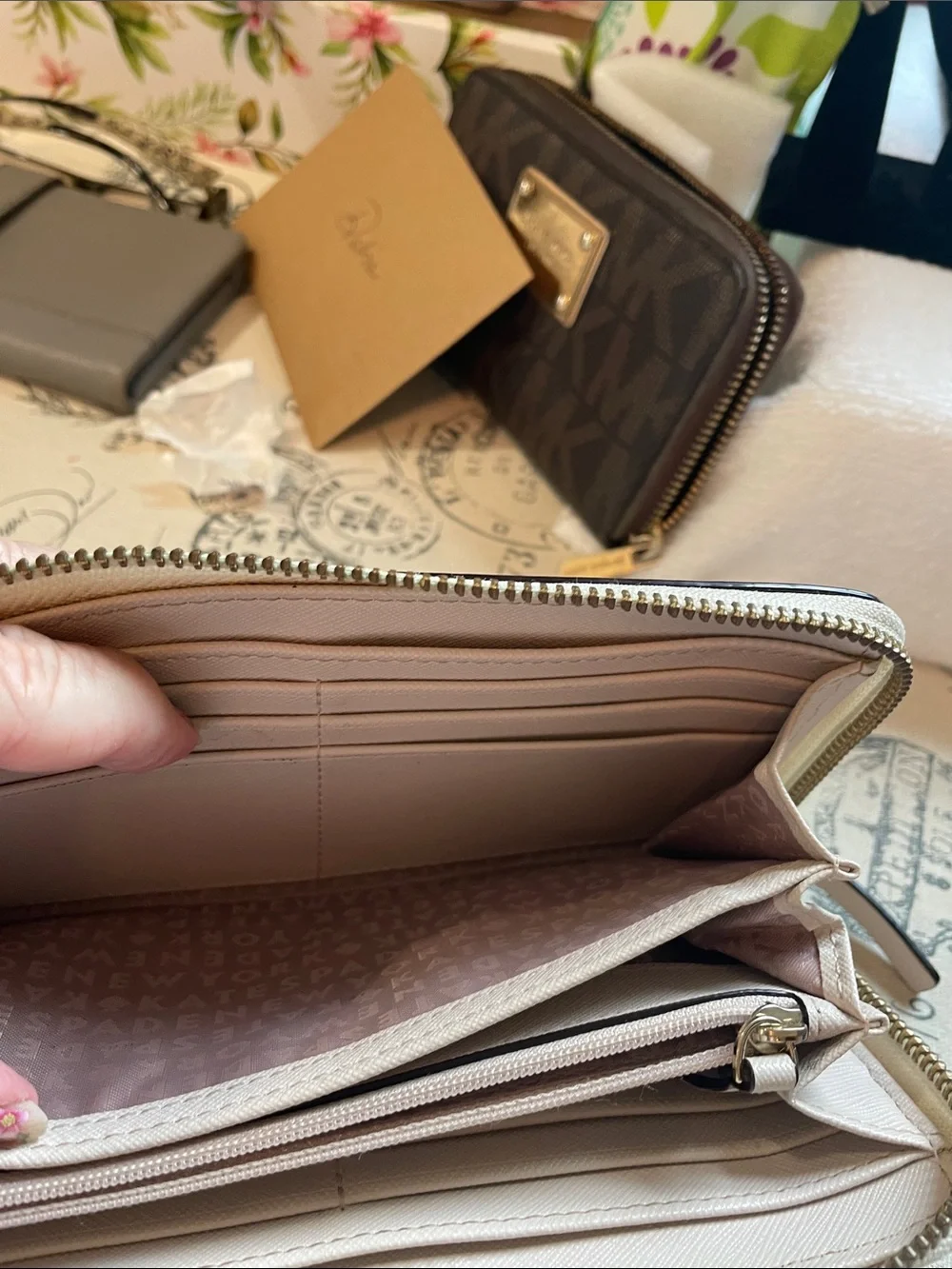 kate spade Light Beige and Taupe  Zip-Around Wallet